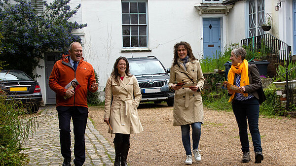Ed Davey, Sarah Green, Wendy Chamberlain and Daisy Cooper campaigning